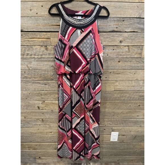 STUDIO ONE NEW YORK MAXI  DRESS SCOOP DETAIL NECK SLEEVELESS FIT&FLARE Size L - Picture 1 of 10